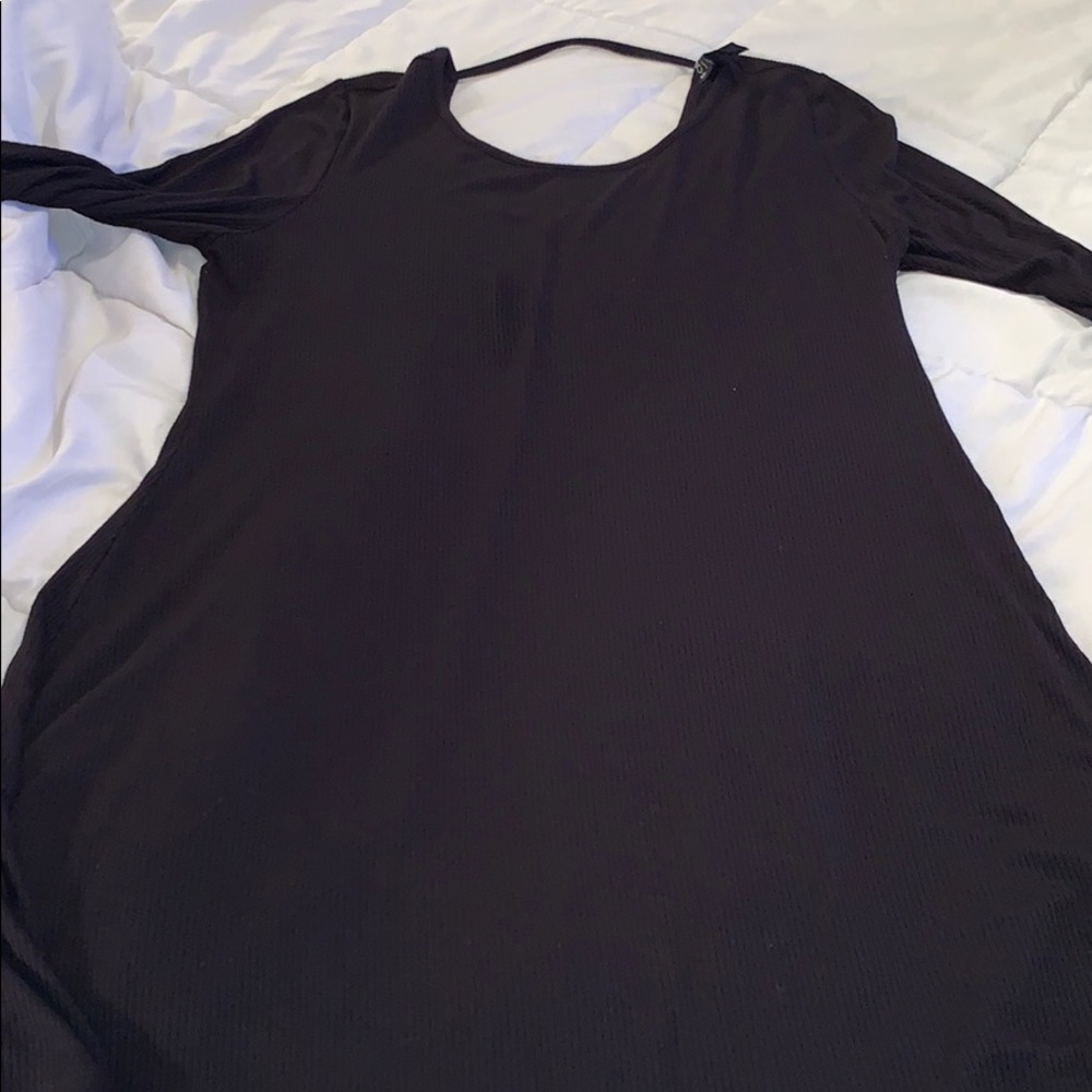 Black 3/4 Sleeve Skater Dress